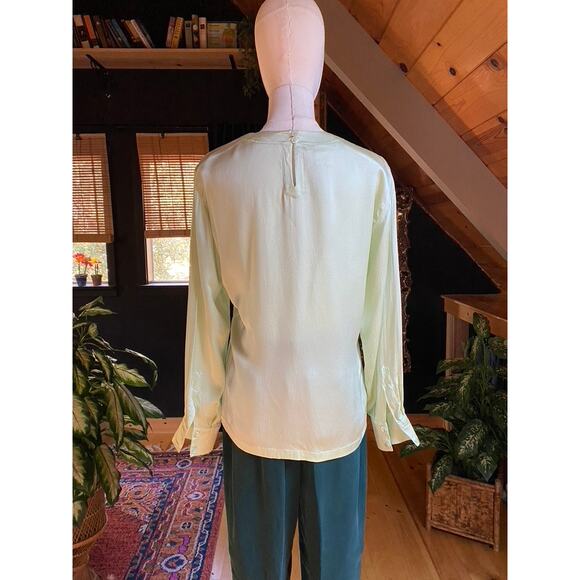 Escada Silk Blouse Green Vintage - Picture 2 of 6